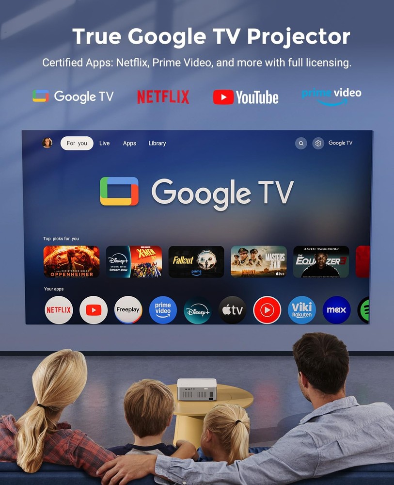 Google TV Projector 4K Support - CIBEST Smart Projector WiFi 6 and Bluetooth
