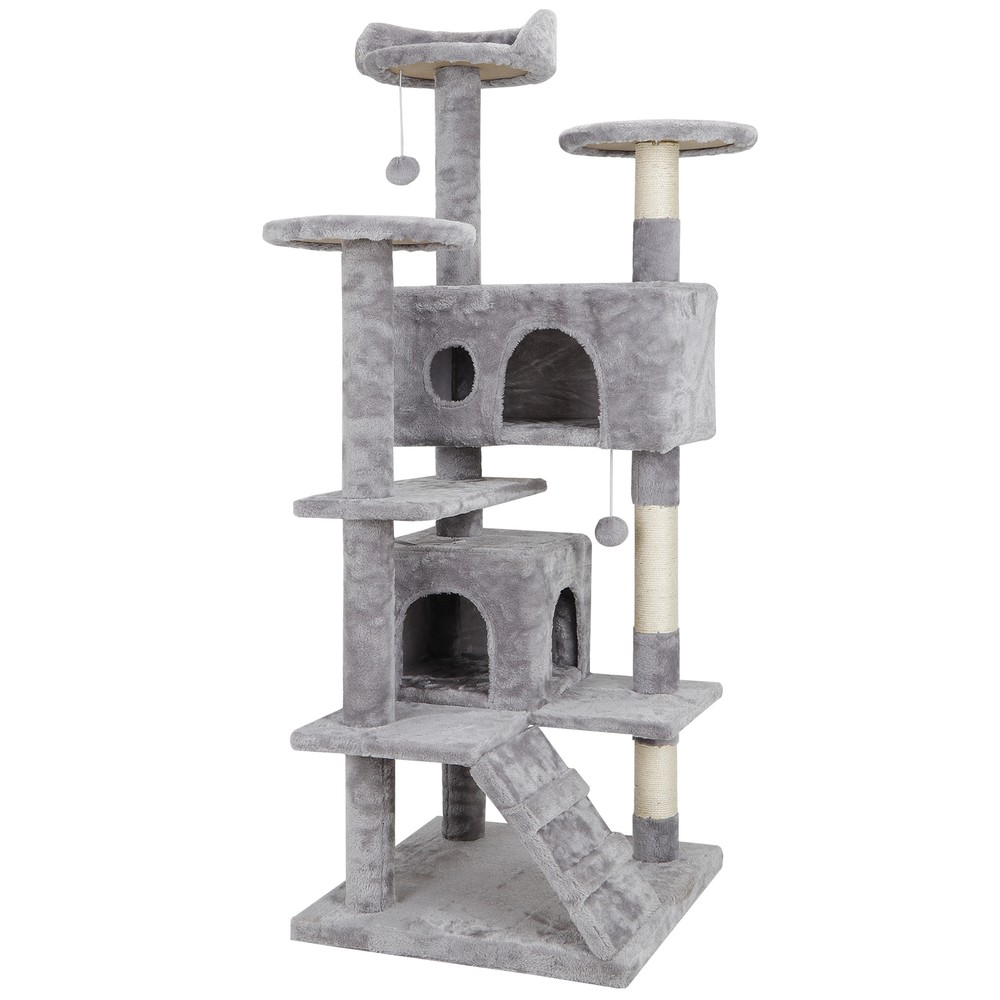 Multi-level 53" Cat Tree Tower for Multiple Cats W/Sisal Posts, Plush Perch