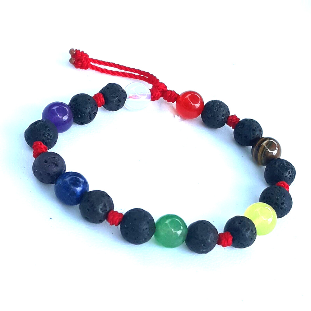 Protection Bracelets 7Chakras with Lava in Red string