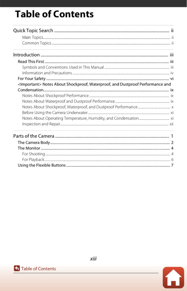 Nikon COOLPIX W100 — User Reference Manual — 1/2 Size, 5.5" x 8.5" Small Compact