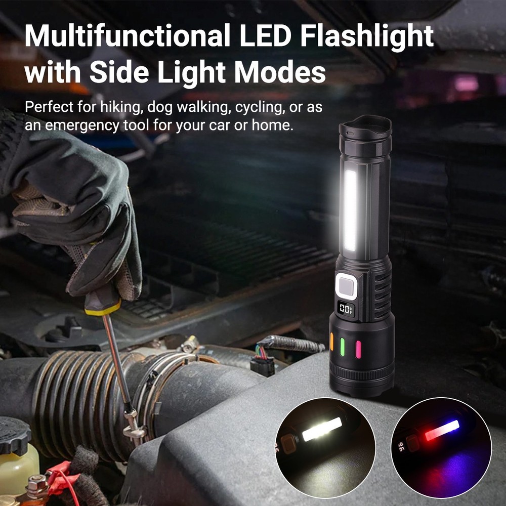 2x Super Bright LED Flashlight Rechargeable Tactical Flashlights LED Work Lights