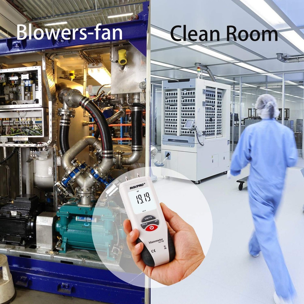 Manometer, RISEPRO® Digital Air Pressure Meter and Differential Pressure...