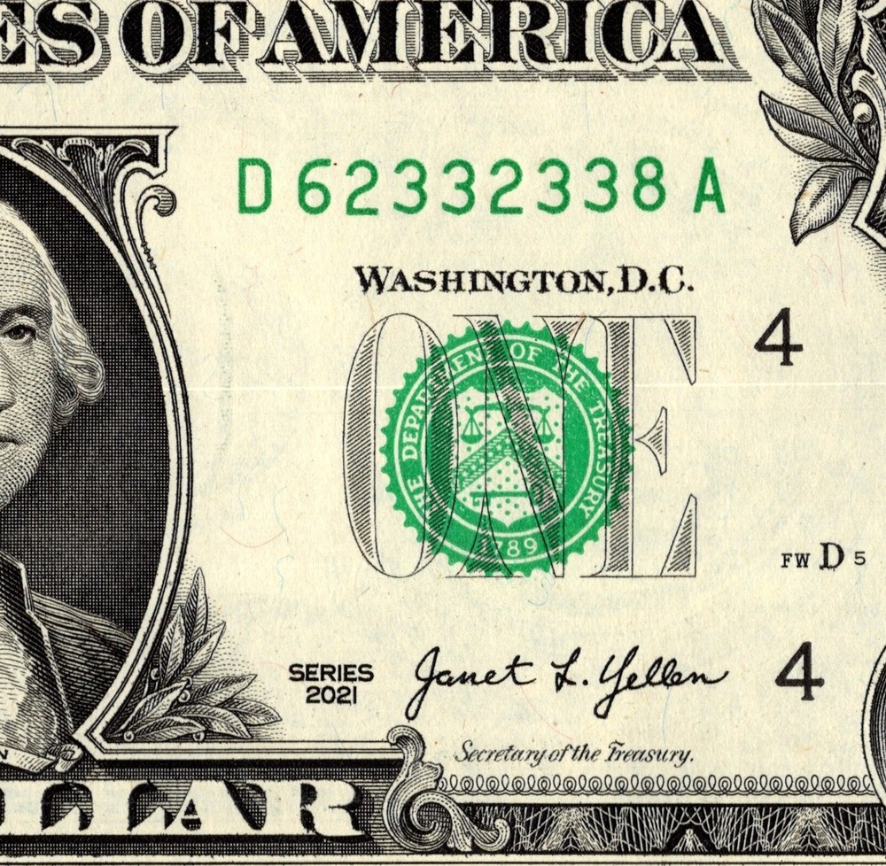 Mini repeater Fancy Serial Number One Dollar Bill D62332338A