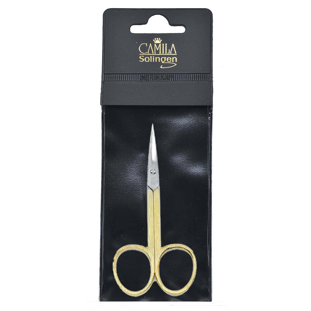 3.5" Gold Plated Curved Pointed Tip Cuticle Scissors