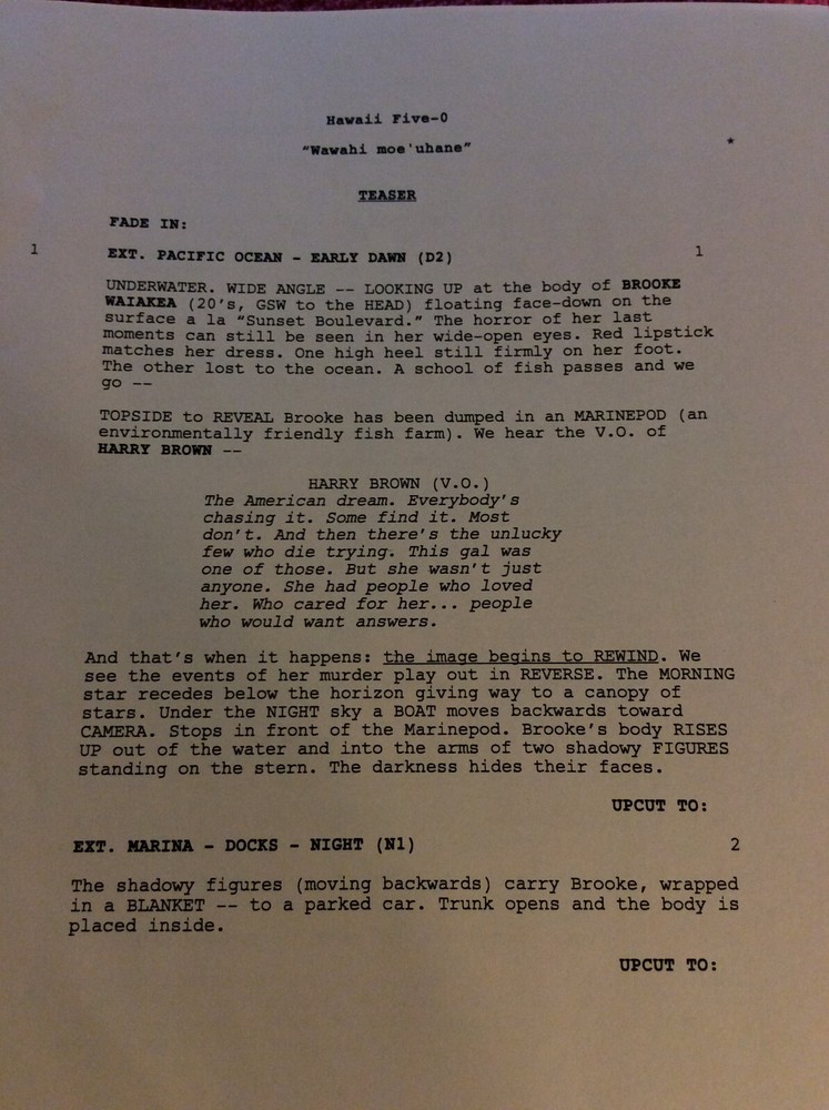 HAWAII FIVE-O ORIGINAL SCRIPT 510 NOTES SCHEDULE + 2014 WAWAHI MOE'UHANE