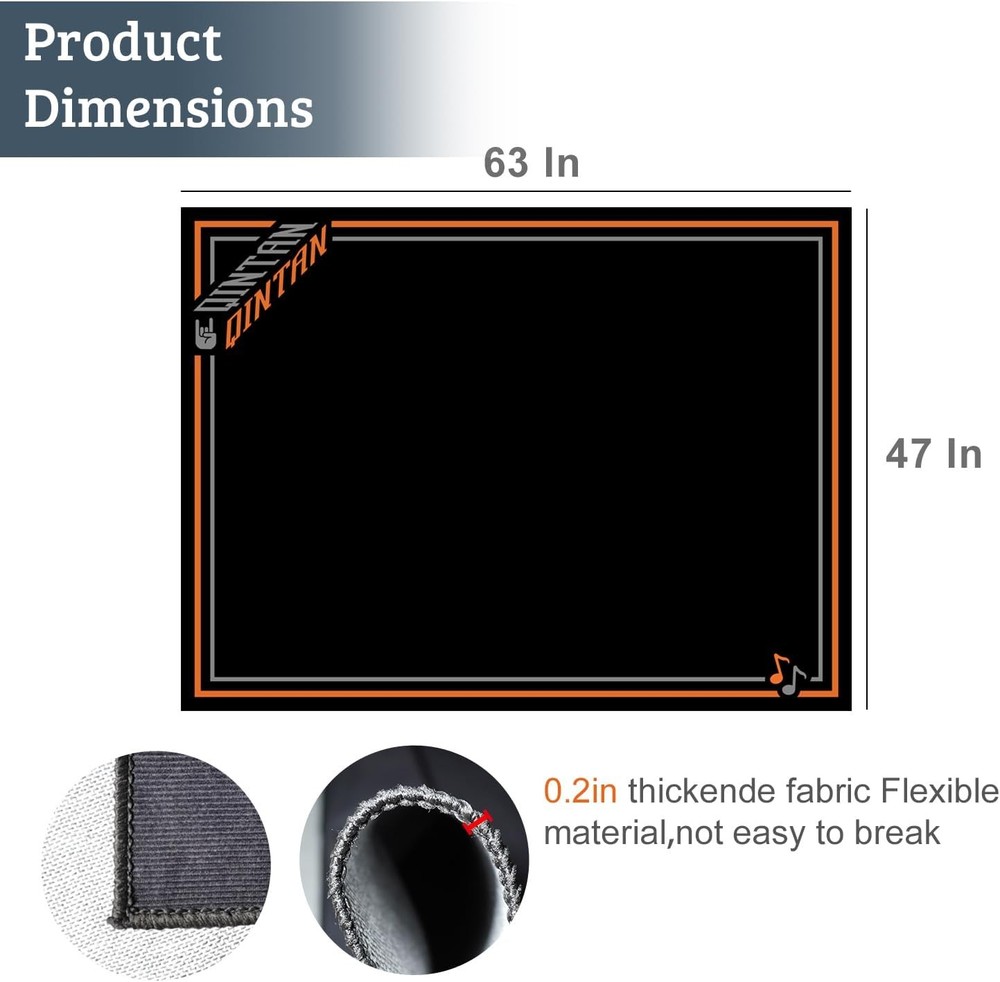 Drum Rug, Mat with 5'3" x 3'11" (Rectangular), Orange & Gray