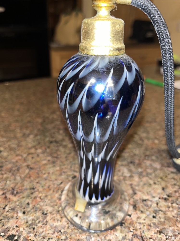 blue murano glass perfume bottle