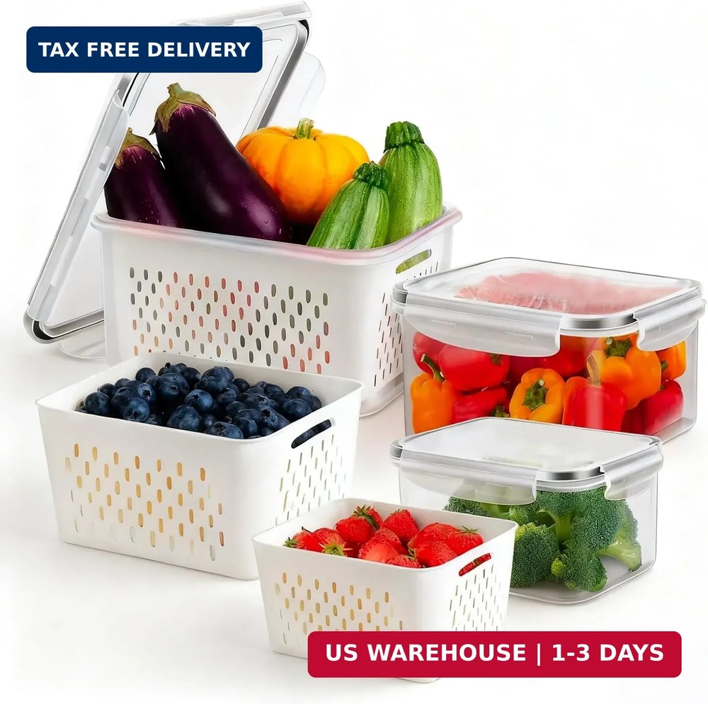 3 Pcs Fruit Containers for Fridge, Strawberry Storage Containers for Fridge, Foo