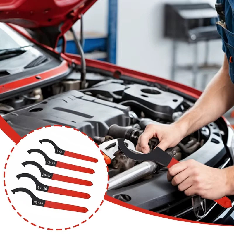 Coilover Spanner Wrench Set Adjustable C-Shape Shock Spanner Hook Wrench Tool 5x