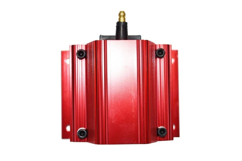 Remote E-Core Ignition Coil 50,000 Volt High Performance Square Red Aluminum