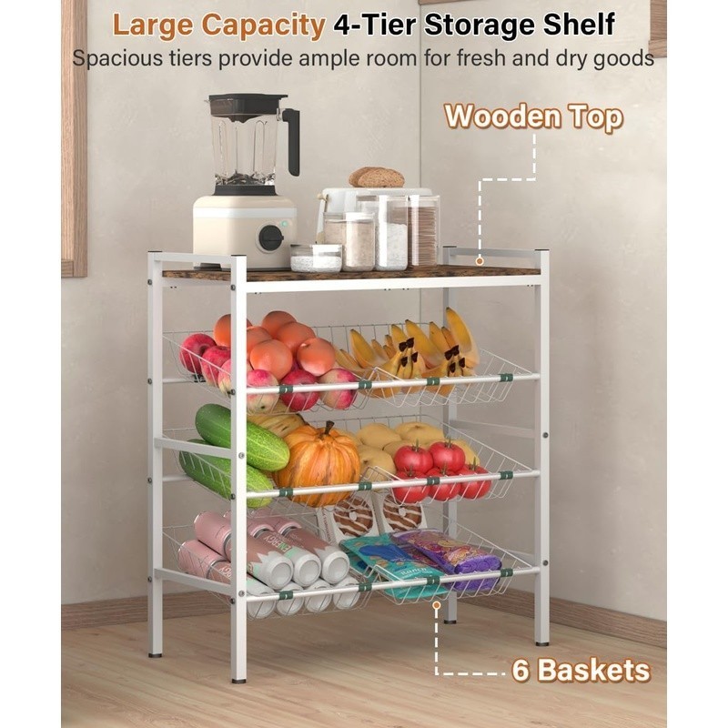 Kitchen Storage Rack Multi-Functional Snack Display Sturdy Removable Baskets New