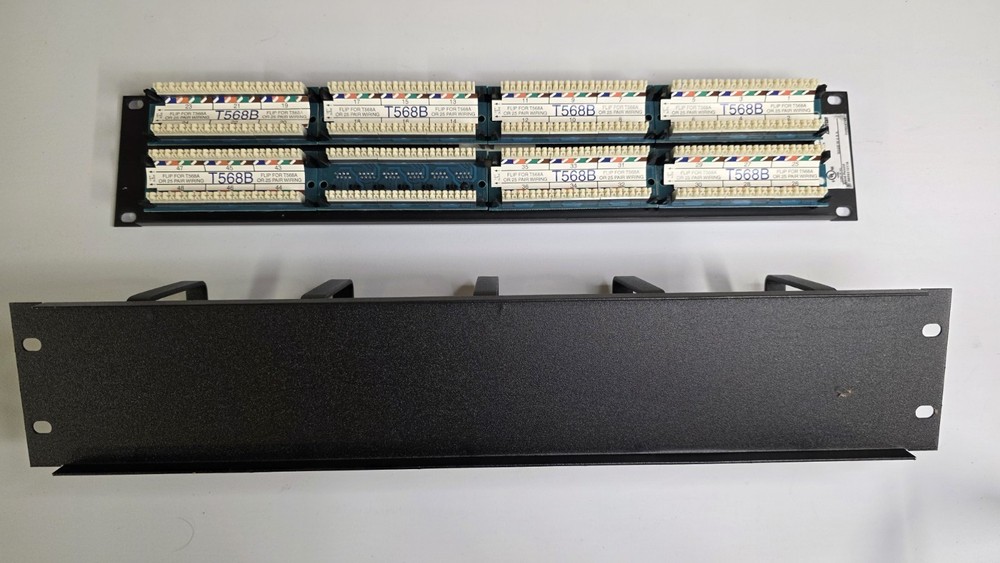 19" Network Rack Cat5 48 Port Patch Panel, (3) Shelves, Cable Holder