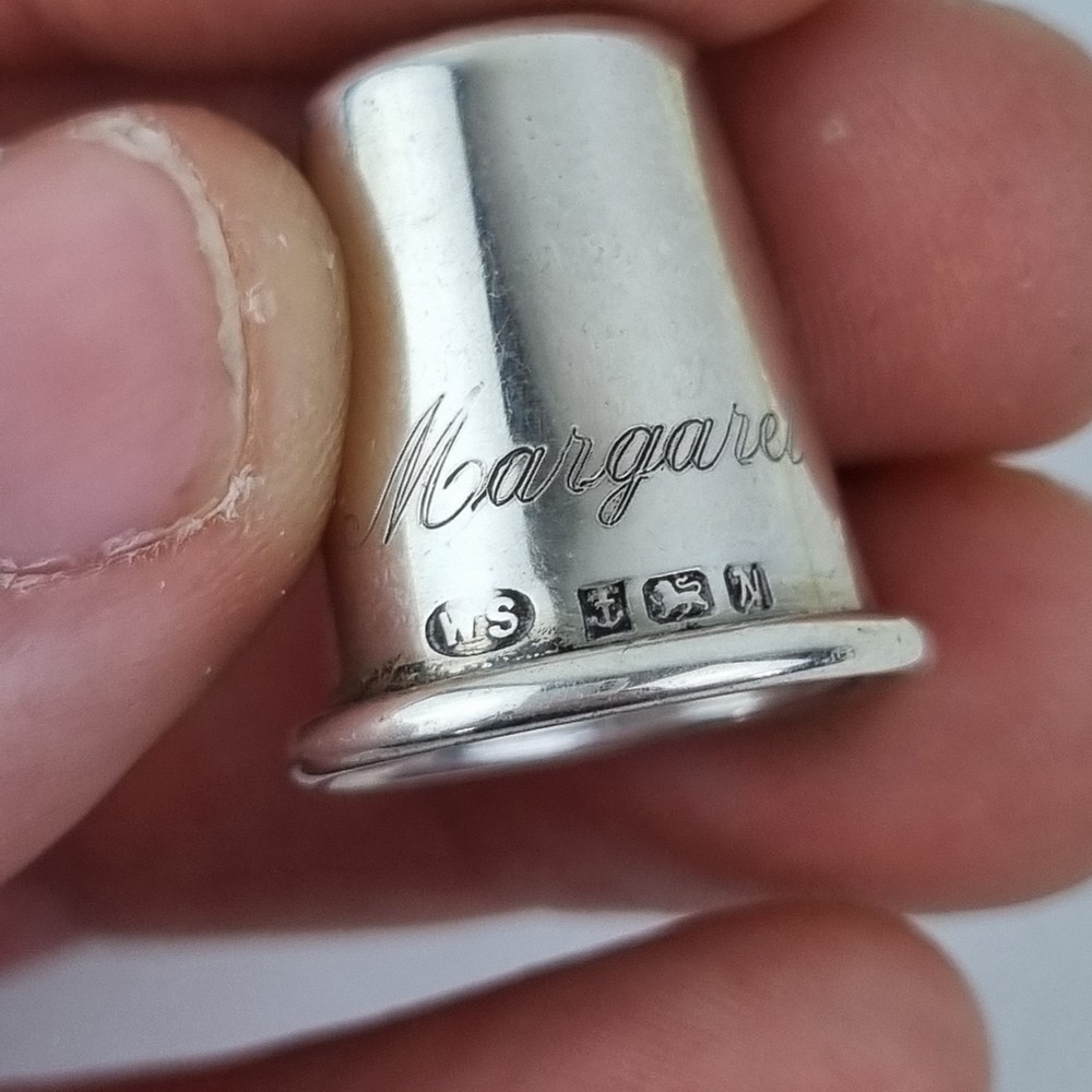 Solid Silver Thimble Inscribed "Margaret Vera" Birmingham 1987 Wilkinson