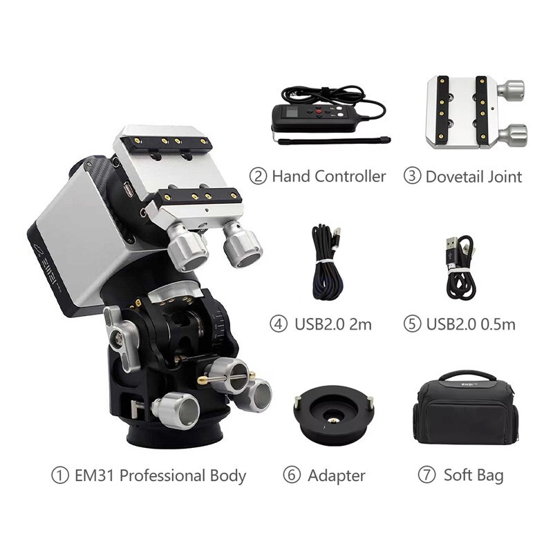 Lightweight EM31Pro Harmonic Equatorial Mount High Load Capacity Multi-modes pe6