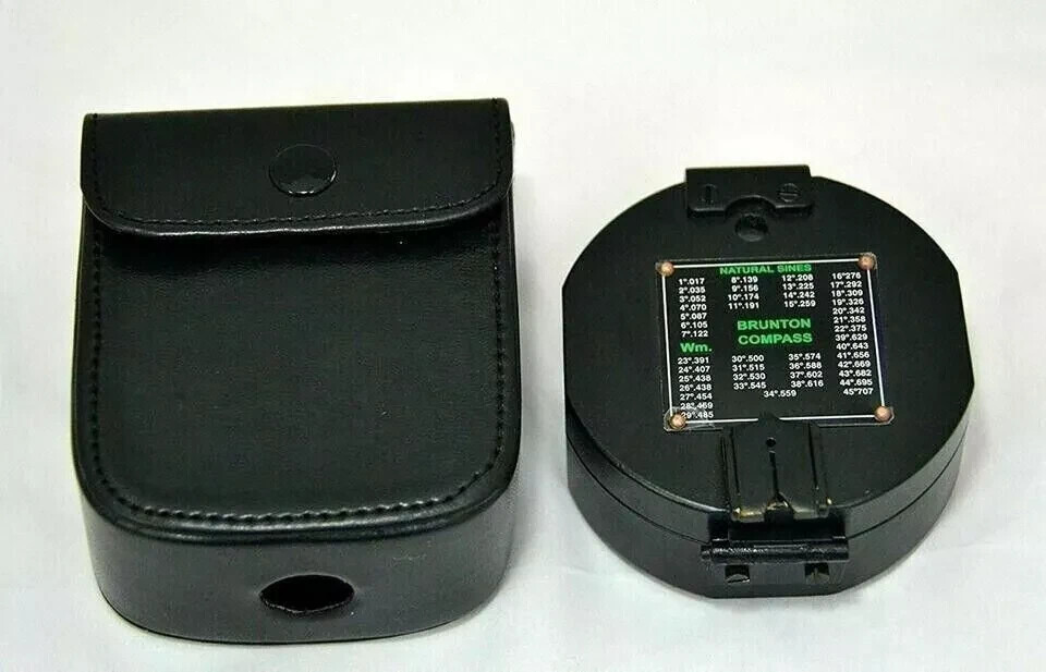 100% Working Brass Brunton Pocket Transit Compass With Leather Case