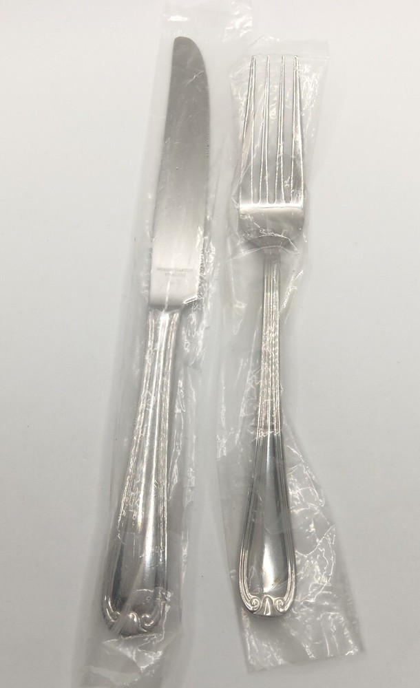 Reed & Barton Colby Dinner Fork & Knife Set Stainless Flatware Free Shipping