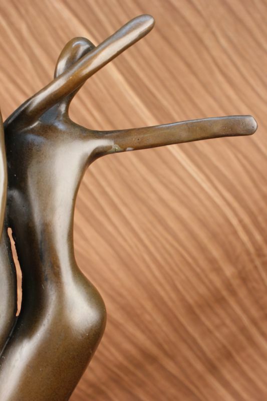 Modern Dancer Statue- Solid Cast Bronze in Abstract Pose, 19 Inches Tall Statue
