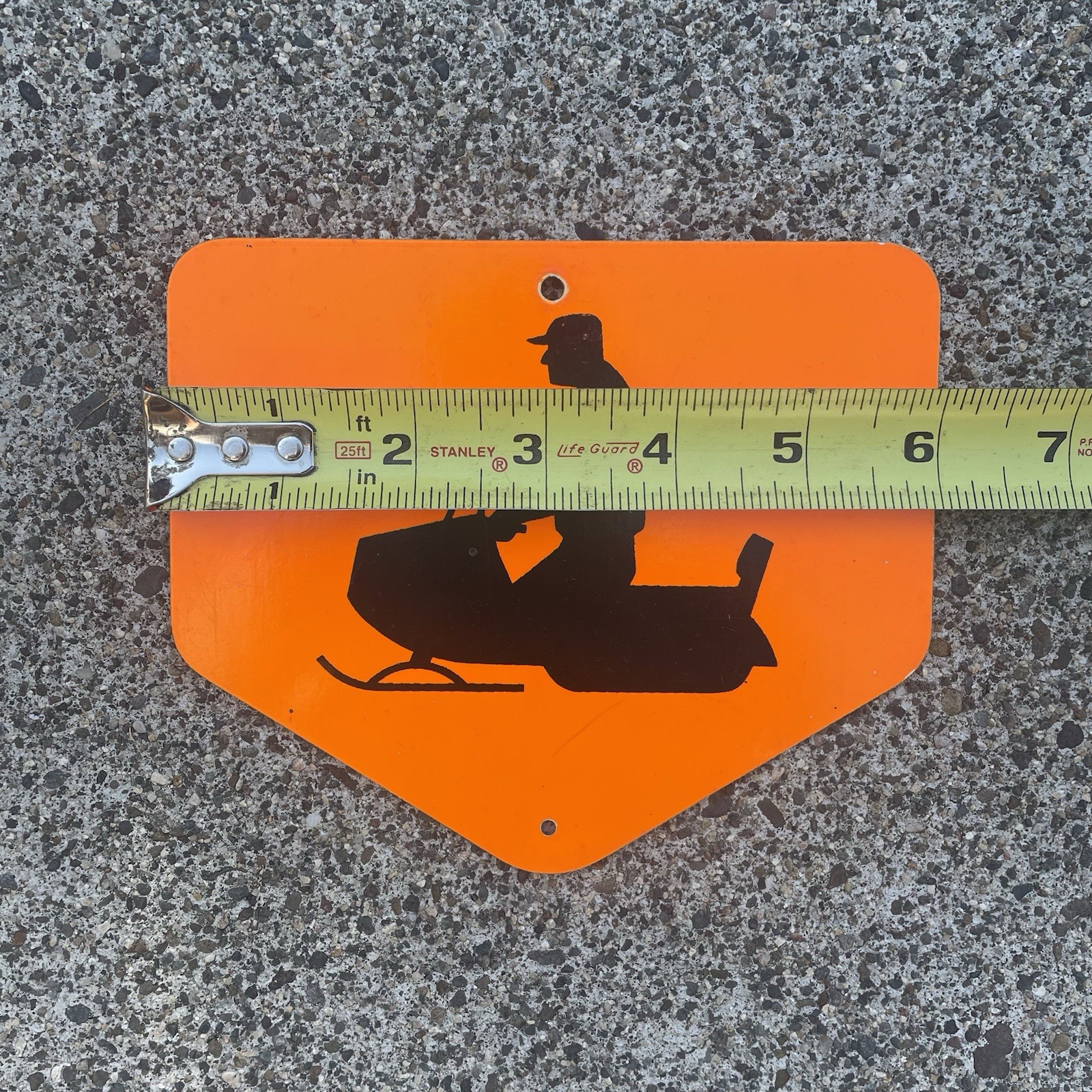 Vintage Snowmobile Crossing Trail Pentagon Sign Orange & Black