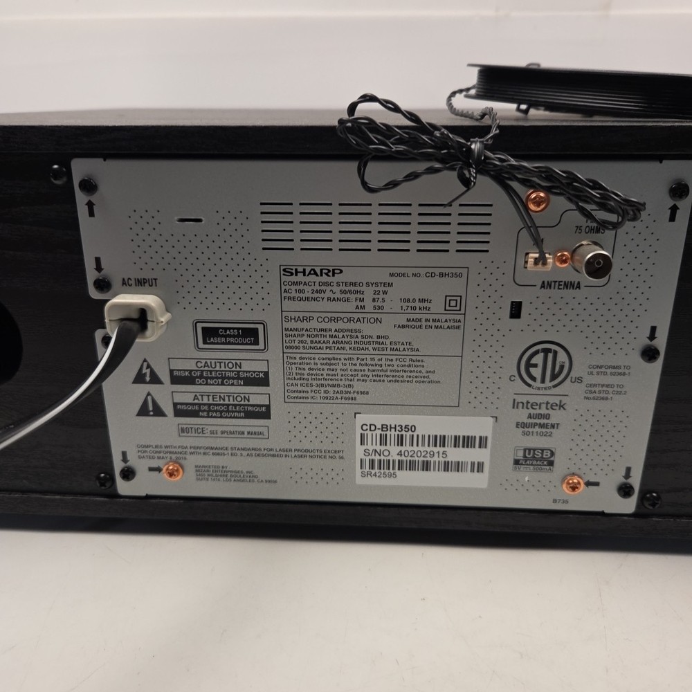 Sharp Compact Disc Stereo 5 CD Changer CD-BH350 AM/FM Bluetooth USB