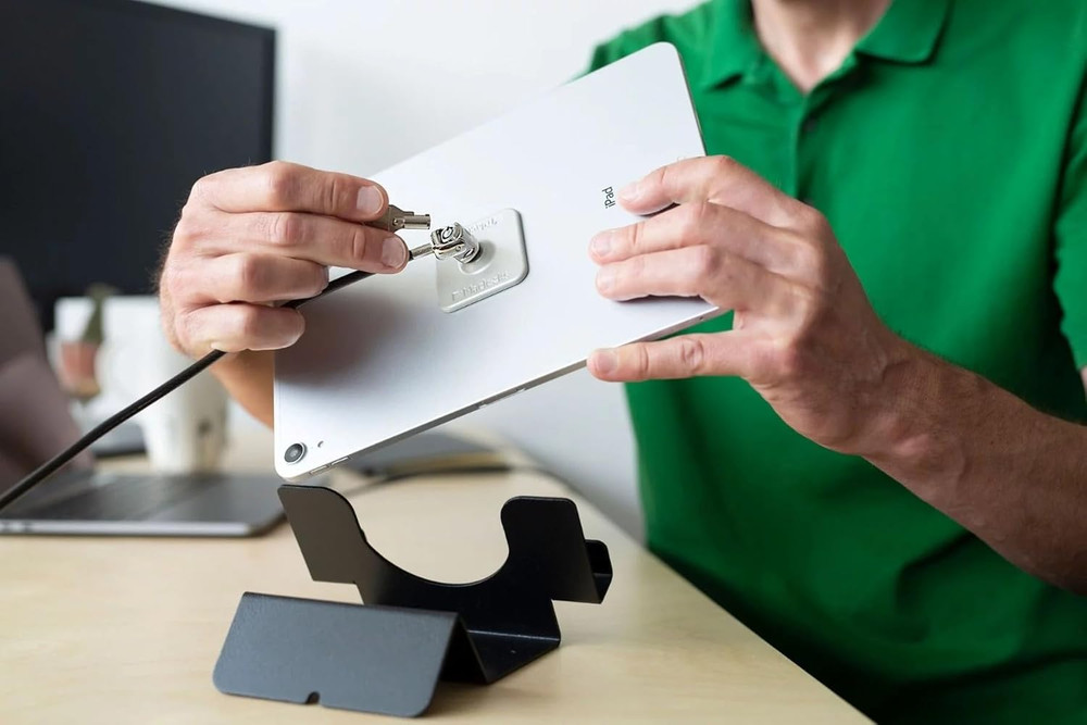 Universal Security Tablet Holder with Security Cable Lock and Plate, Black (CL12