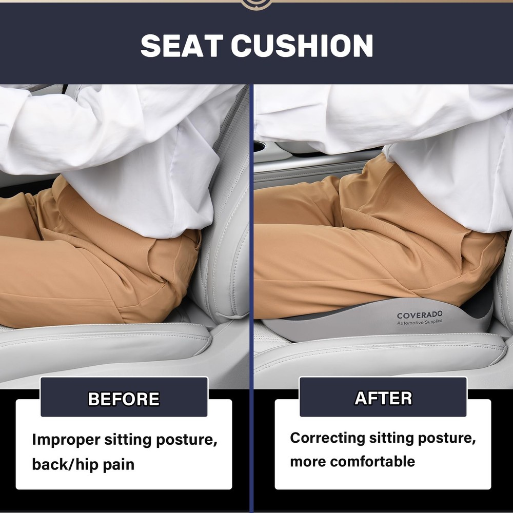 Memory Foam Car Seat Cushion for Sciatica, Tailbone & Back Pain Relief