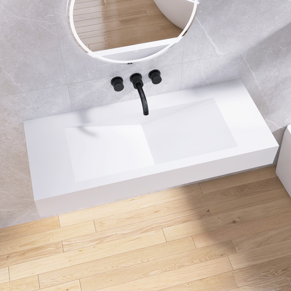 48'' Wall Mounted Bathroom Sink Solid Surface Bathroom Vessel Sink