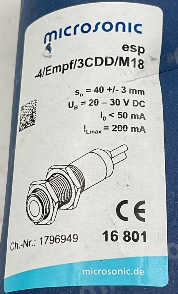 MICROSONIC ESP-4 Empf 3CDD M18 Ultrasonic Sensor