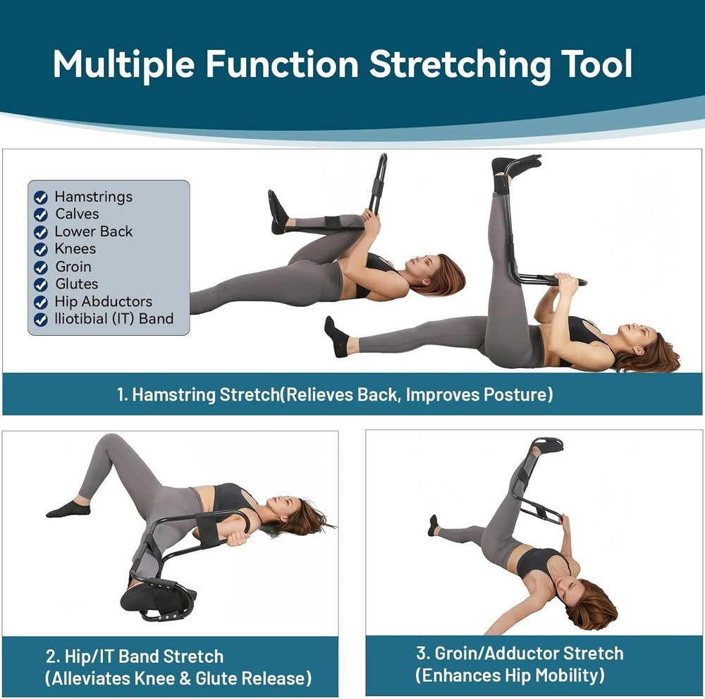Zakdbbry Hamstring Stretcher Knee Extension Device Black Lower Back Hip & Calf