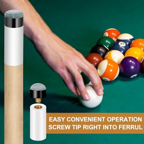 20Sets Billiard Cues Tips Replacement with White Pool Cue Stick Ferrules,