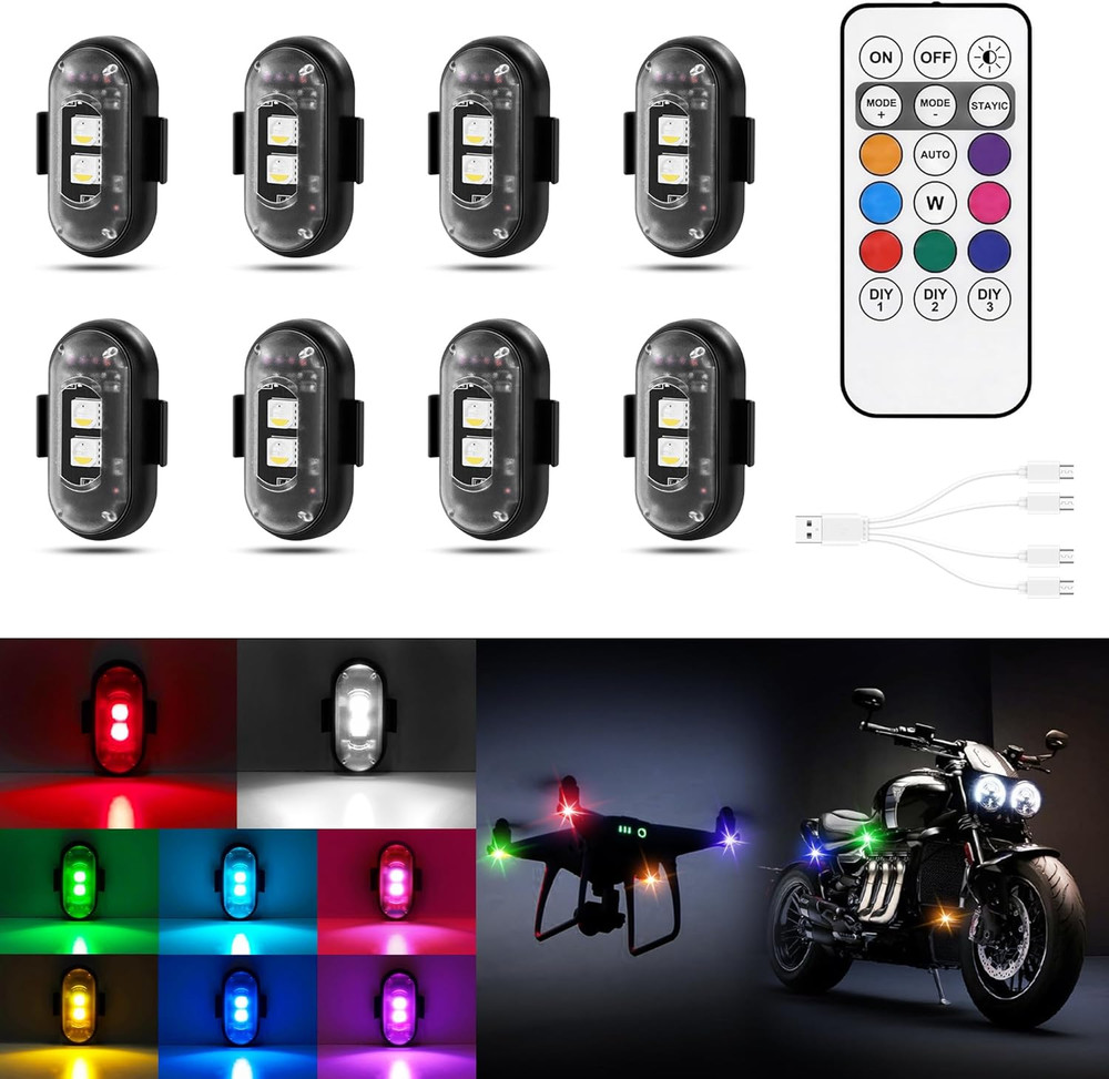 Wireless LED Lights for Car 8PCS with Remote Control, Wireless LED Strobe Light