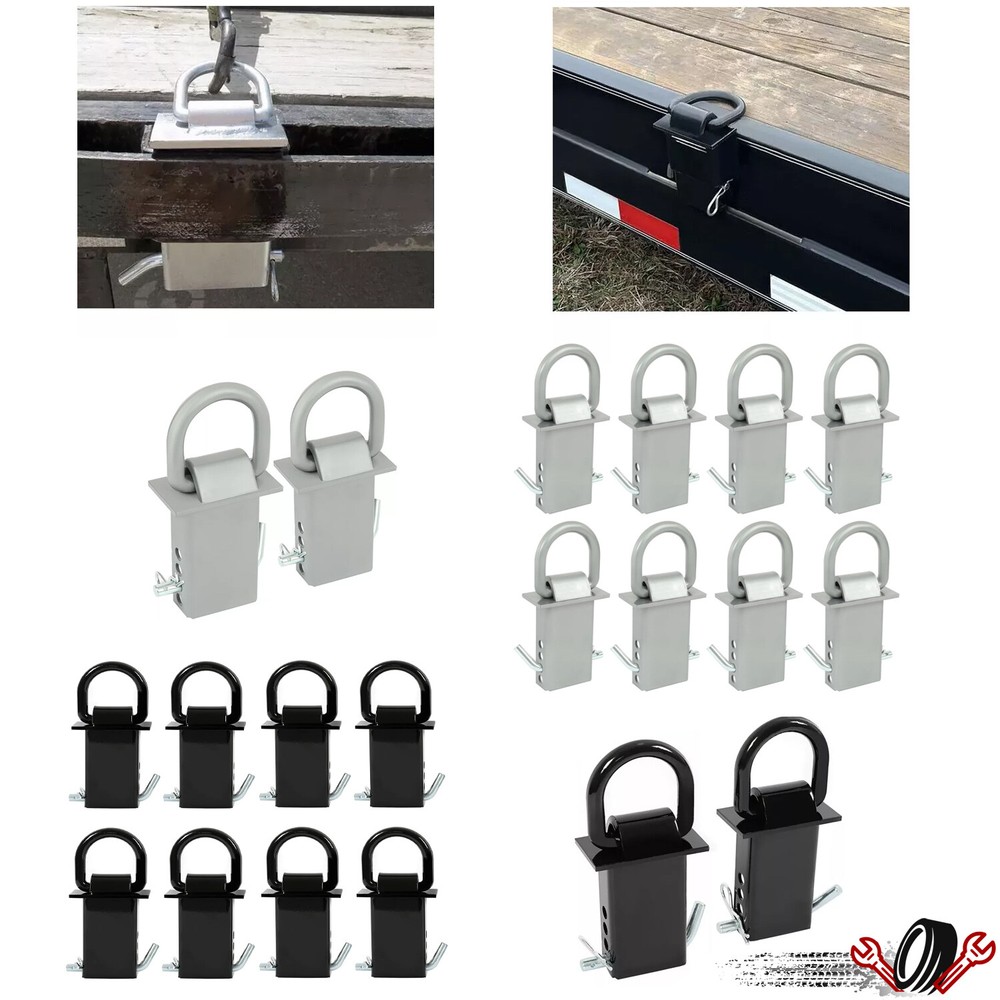2/4/8PCS Black/Silver Adjustable Trailer Stake Pocket D-Ring For Standard 2"x4"