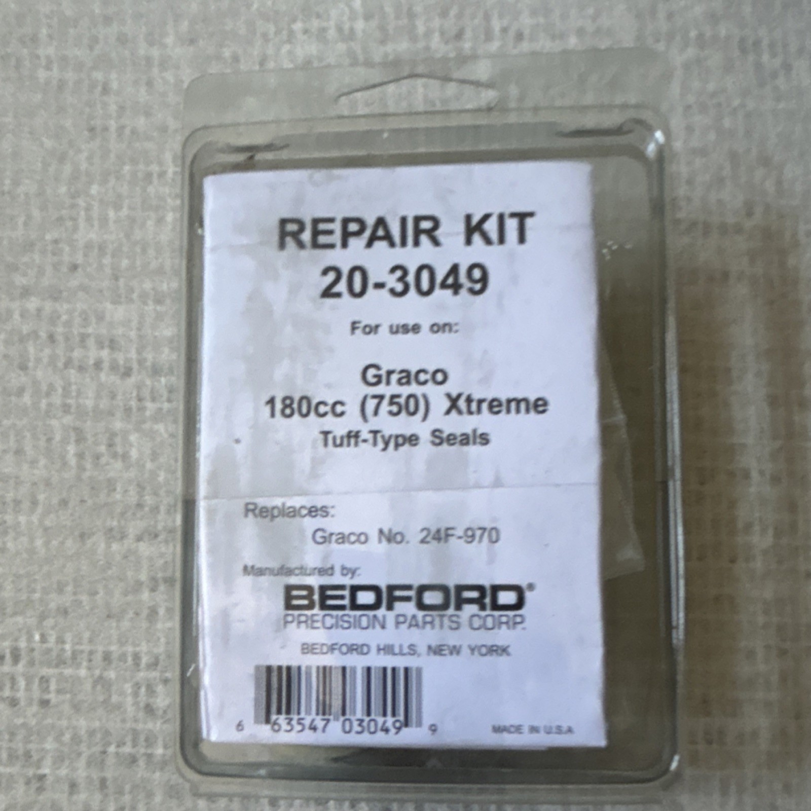 Bedford Repair Kit 20-3049 for Graco 180cc (750) Xtreme w/ Tuff-Type Seals