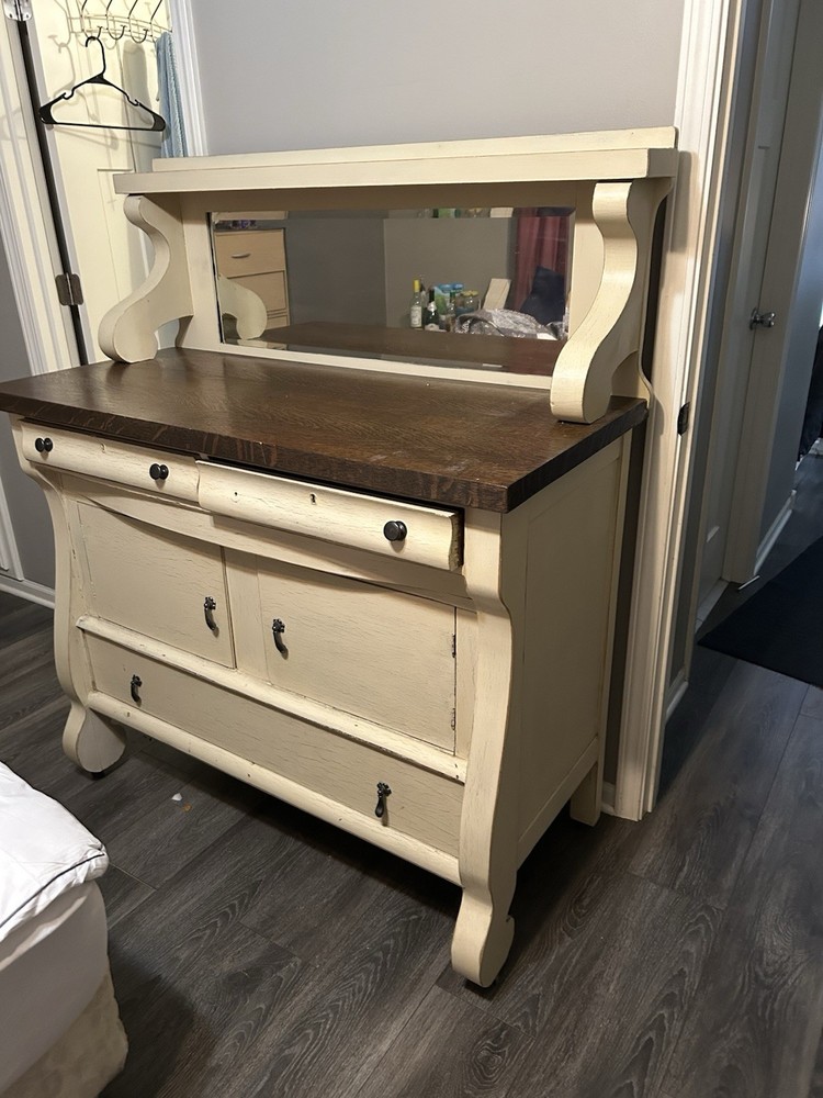 Antique Buffet With Mirrored Hutch
