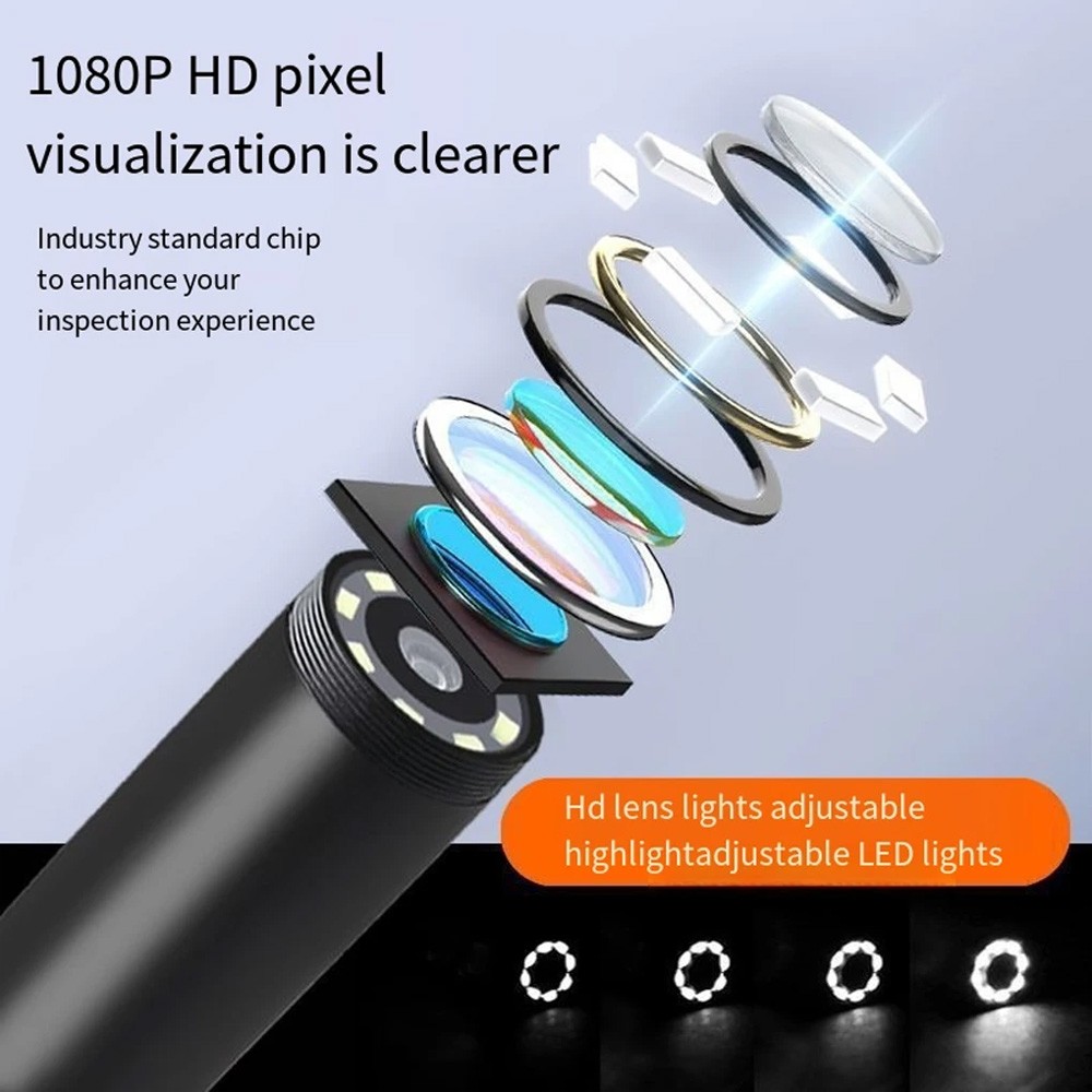 Endoscope Camera with Light, 1920P HD Borescope Camera with 8 LED Lights 6.56ft