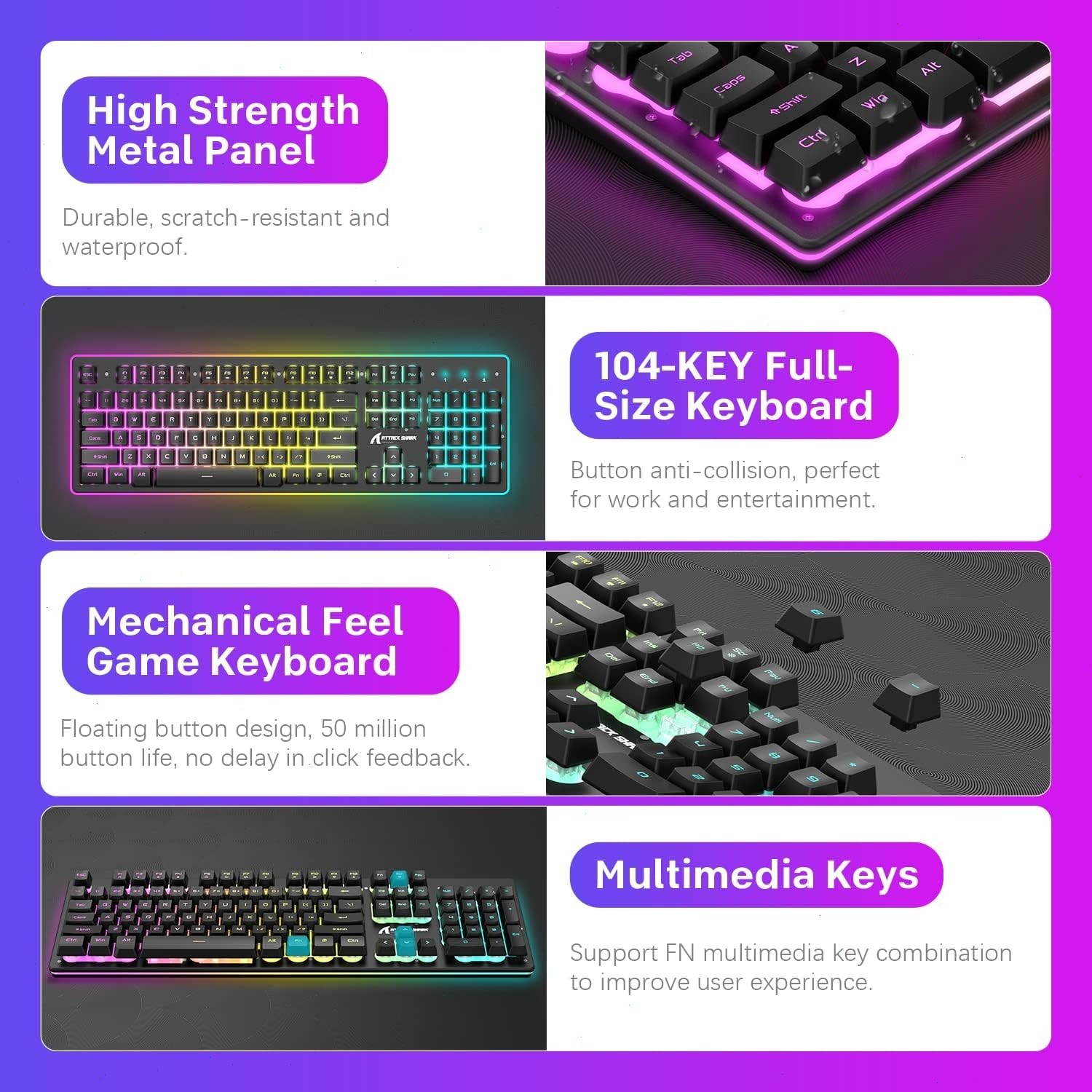 T3 Wireless Gaming Keyboard and Mouse Combo RGB Backlit Rechargeable for PC Mac