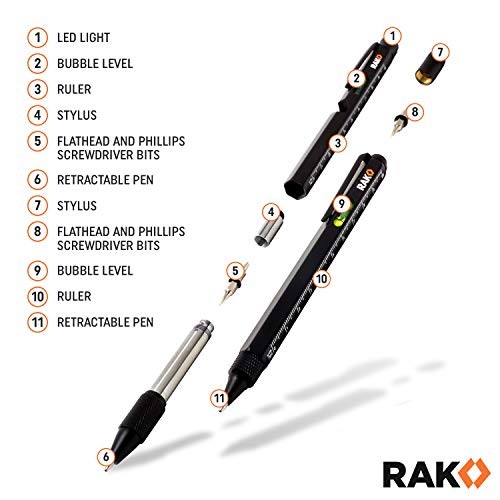 Multitool Pen - Multi-Tool Pens, LED 2 Count (Pack of 1) Multitool Pen Set