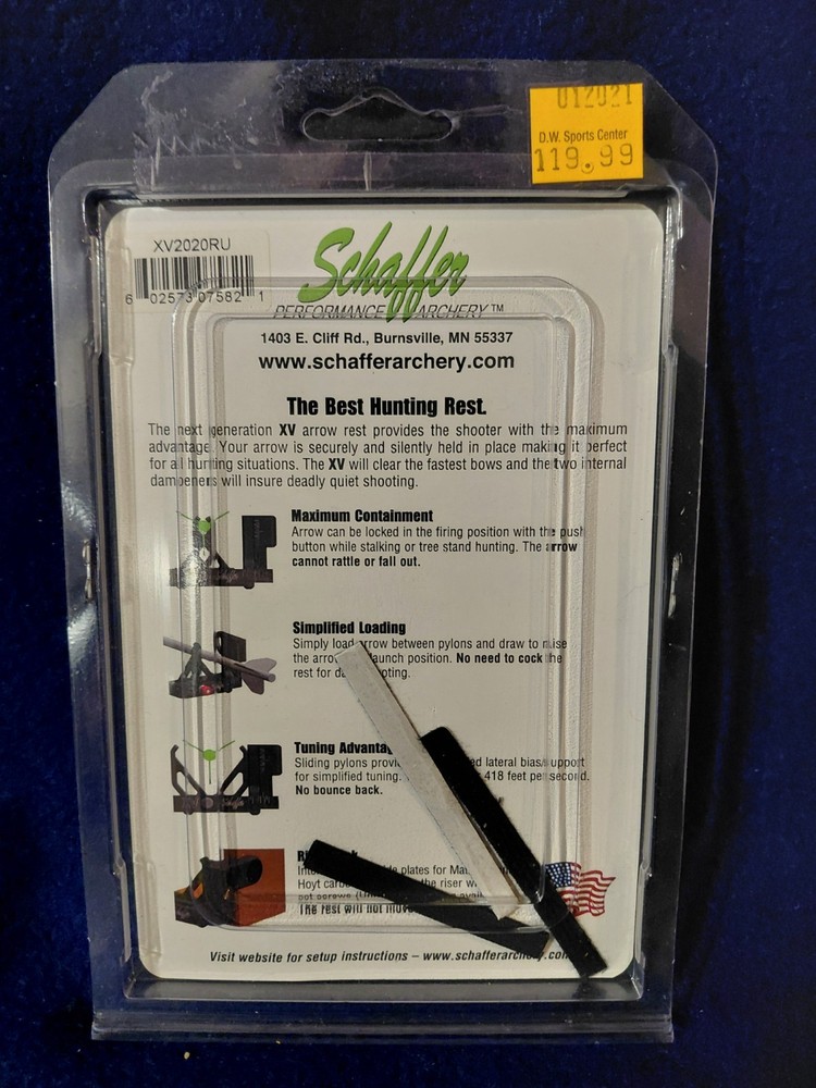 NIB/NIP Schaffer Performance Archery XV Arrow Rest