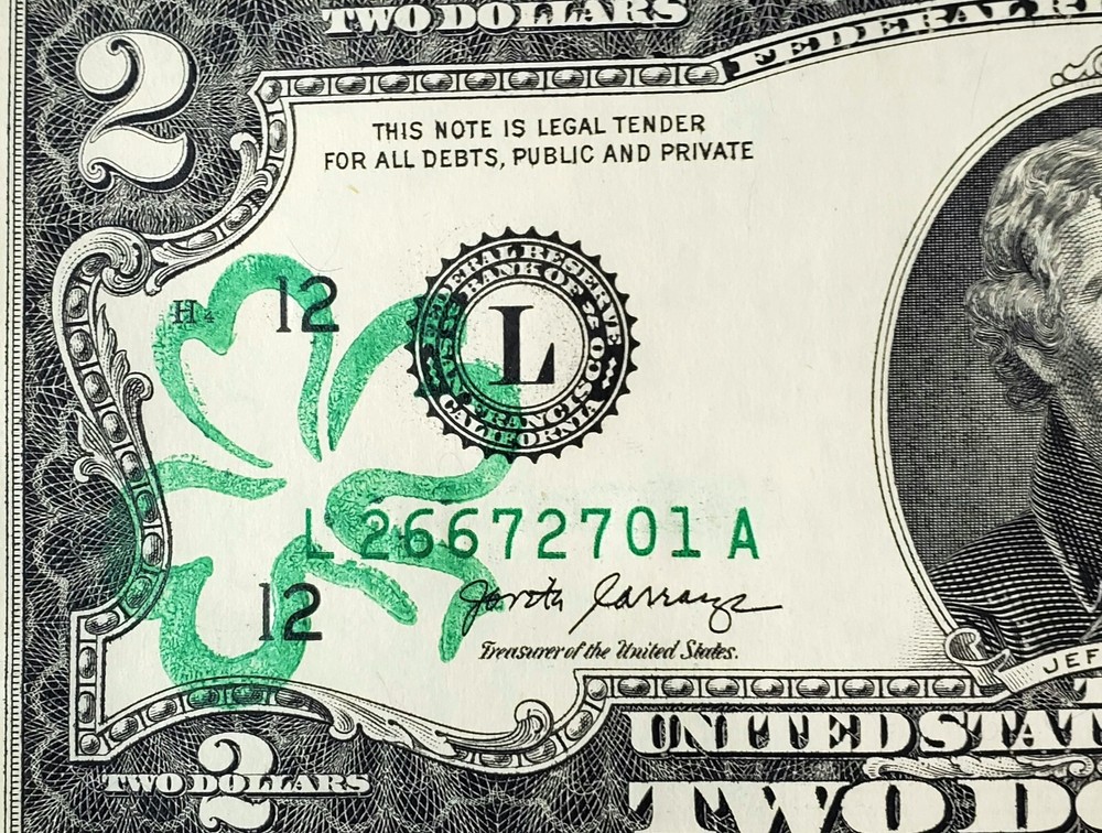 ** "The Shamrock Two" 2017A Series $2 Two Dollar Bill from BEP ***