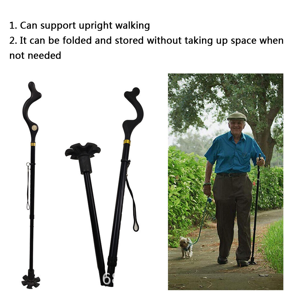 Retractable Posture Correcting Cane Folding Adjustable Safety Walking Cane Stick