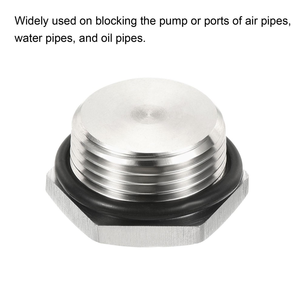 2pcs 3/4 NPT Male Plug Thread Hex Head Socket Solid Pipe Fitting Sealing Ring