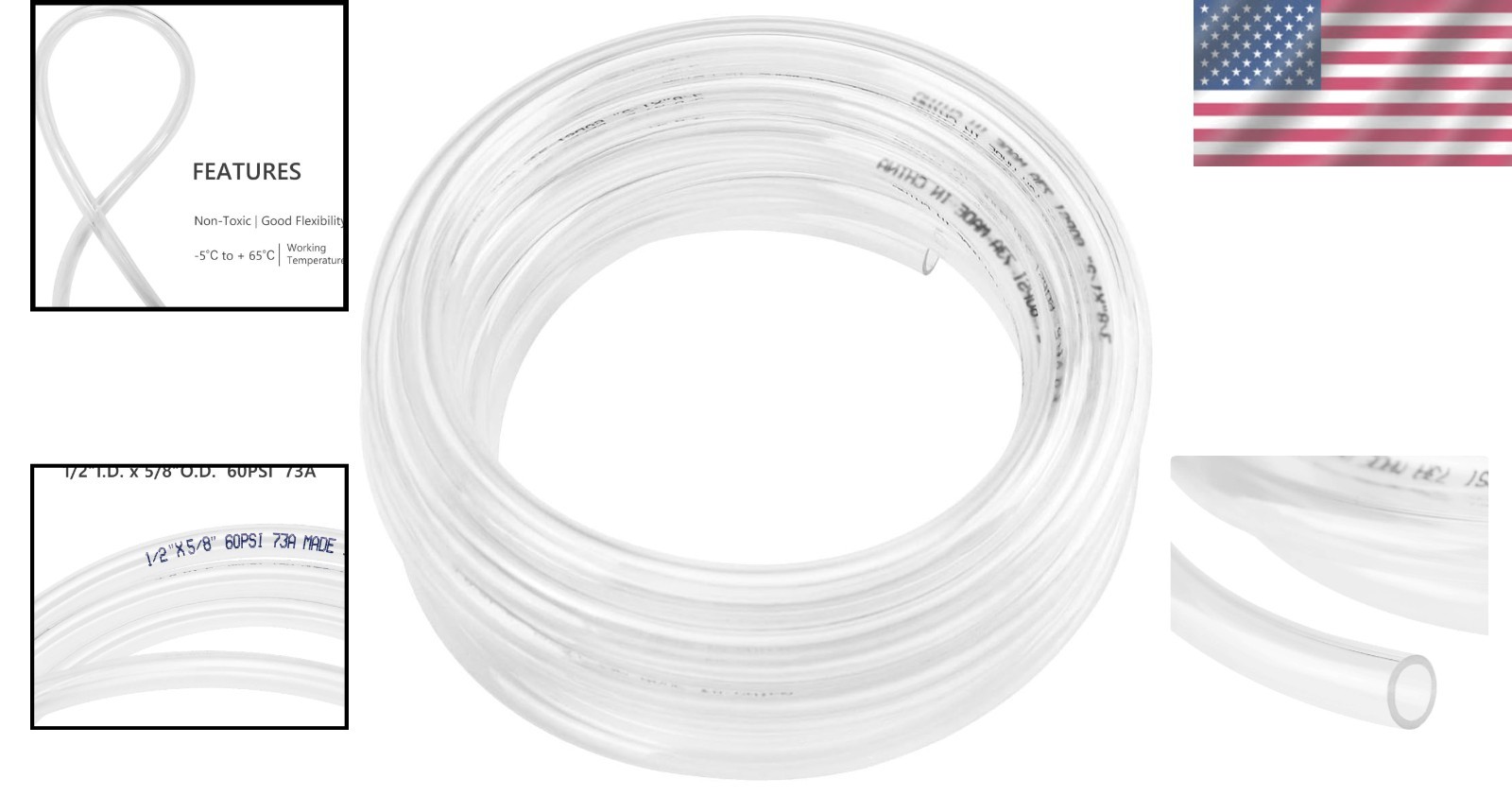 Flexible Lightweight PVC Tube 1/2" ID 50ft Hybrid Hose