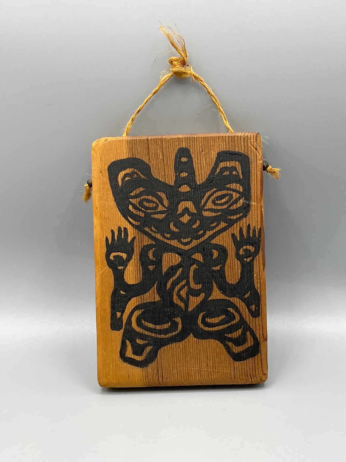 HAIDA Tribe Bear Wood Wall Plaque Hanging Hand Painted J.R.B. Alaska Vintage