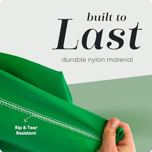 Shoulder Strap Laundry Bag - Drawstring Locking Closure, Durable Nylon Green