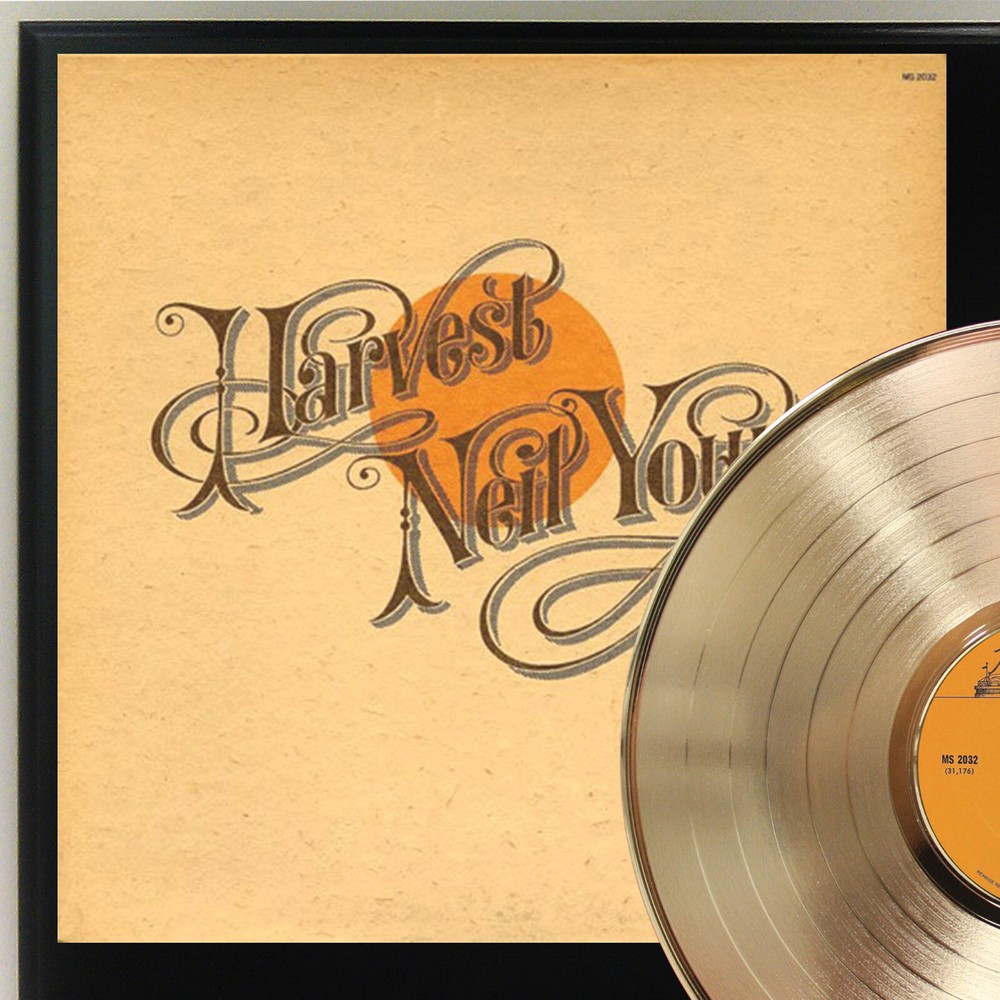 Neil Young - Harvest Gold LP Record Plaque Display