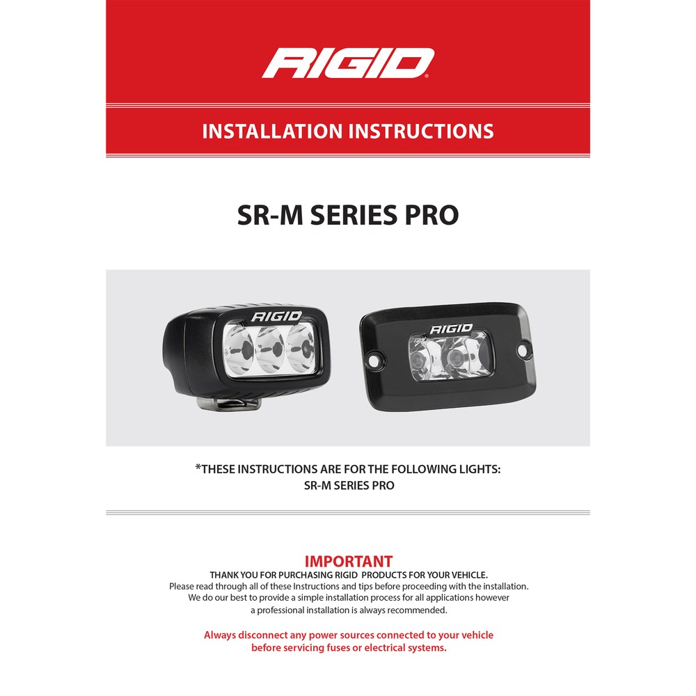 Rigid 902513 SR-M Series PRO Flood Diffused White Rectangle LED Single Light Kit