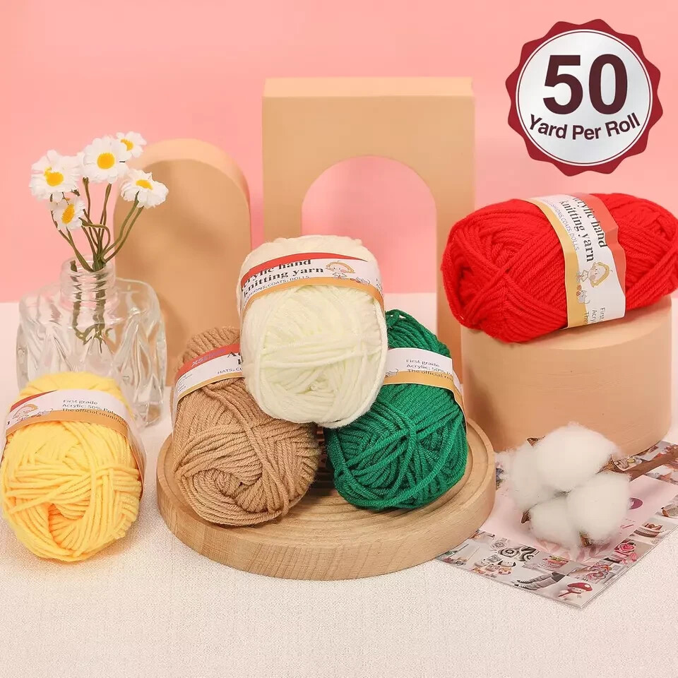 Crochet Kit with Crochet Hooks Yarn Set - Premium Bundle Includes 5 Colors