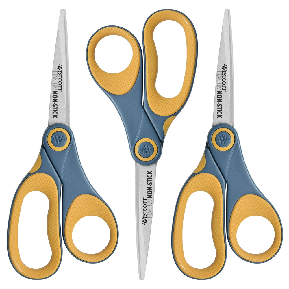 3 Pack 8" Titanium Bonded Scissors Non-Stick Heavy Duty Adhesive Resistant Sharp