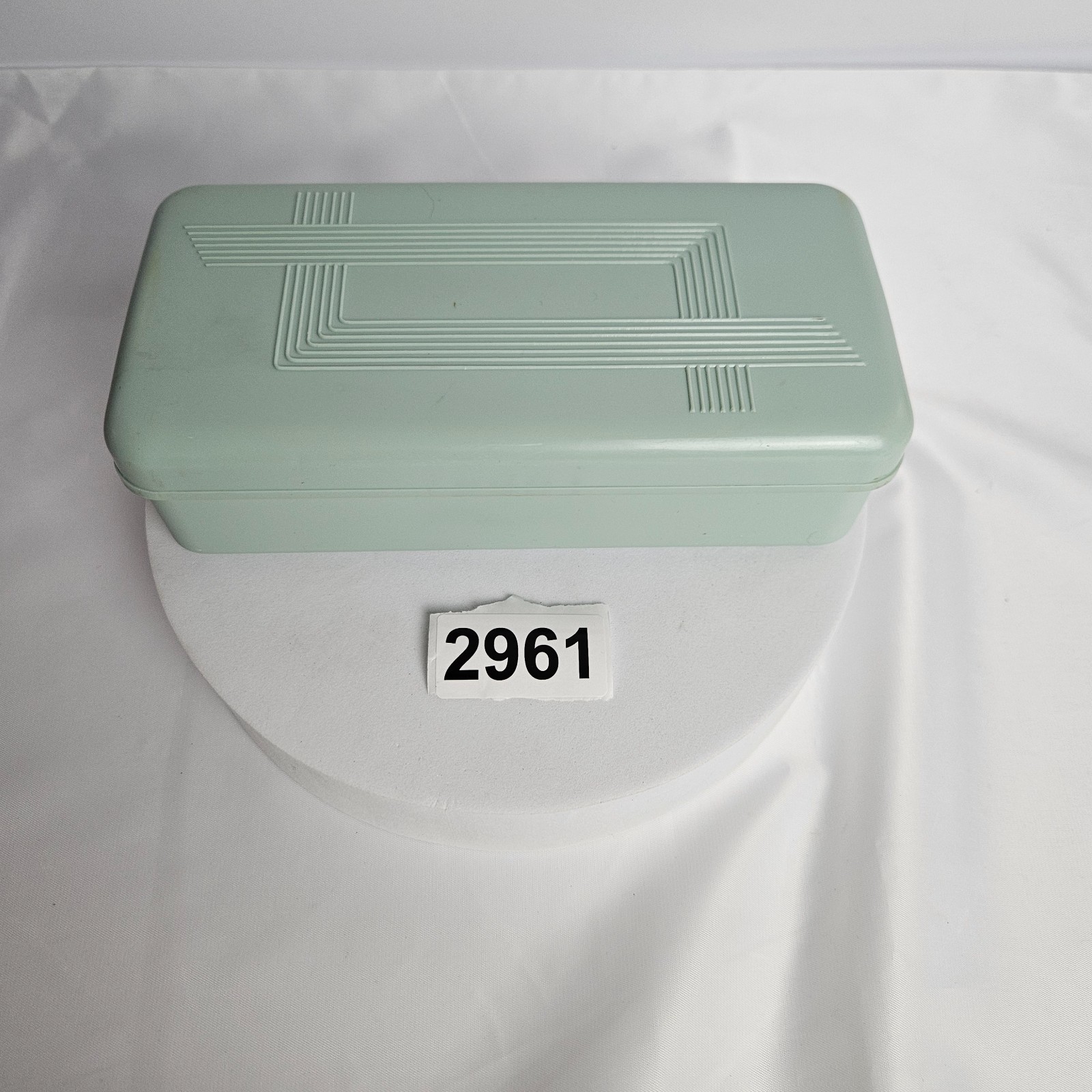 Vtg Sewing Box Vintage Mint Green Plastic Storage Case Mid Century Craft Retro