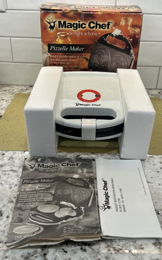 Magic Chef Pizzelle Electric Italian Cookie Maker TSK-245P Nonstick Space Saving