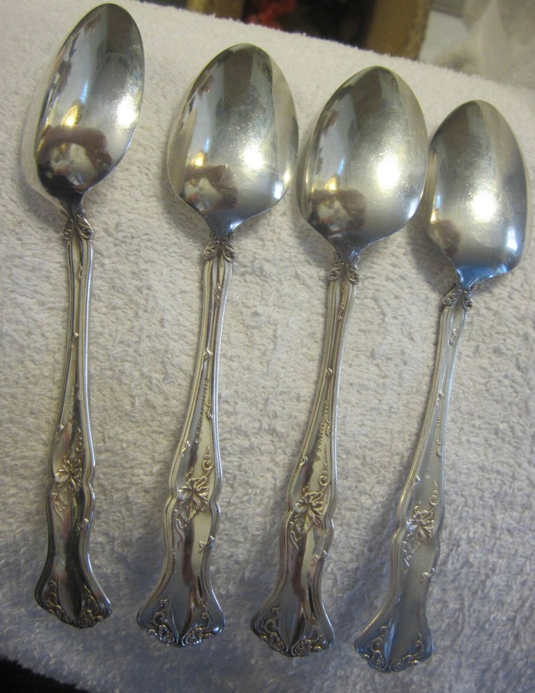 4 antique set,1847 Rogers Bros. A1 Fruit Spoons Pattern Silverplate 1904 VTG lot